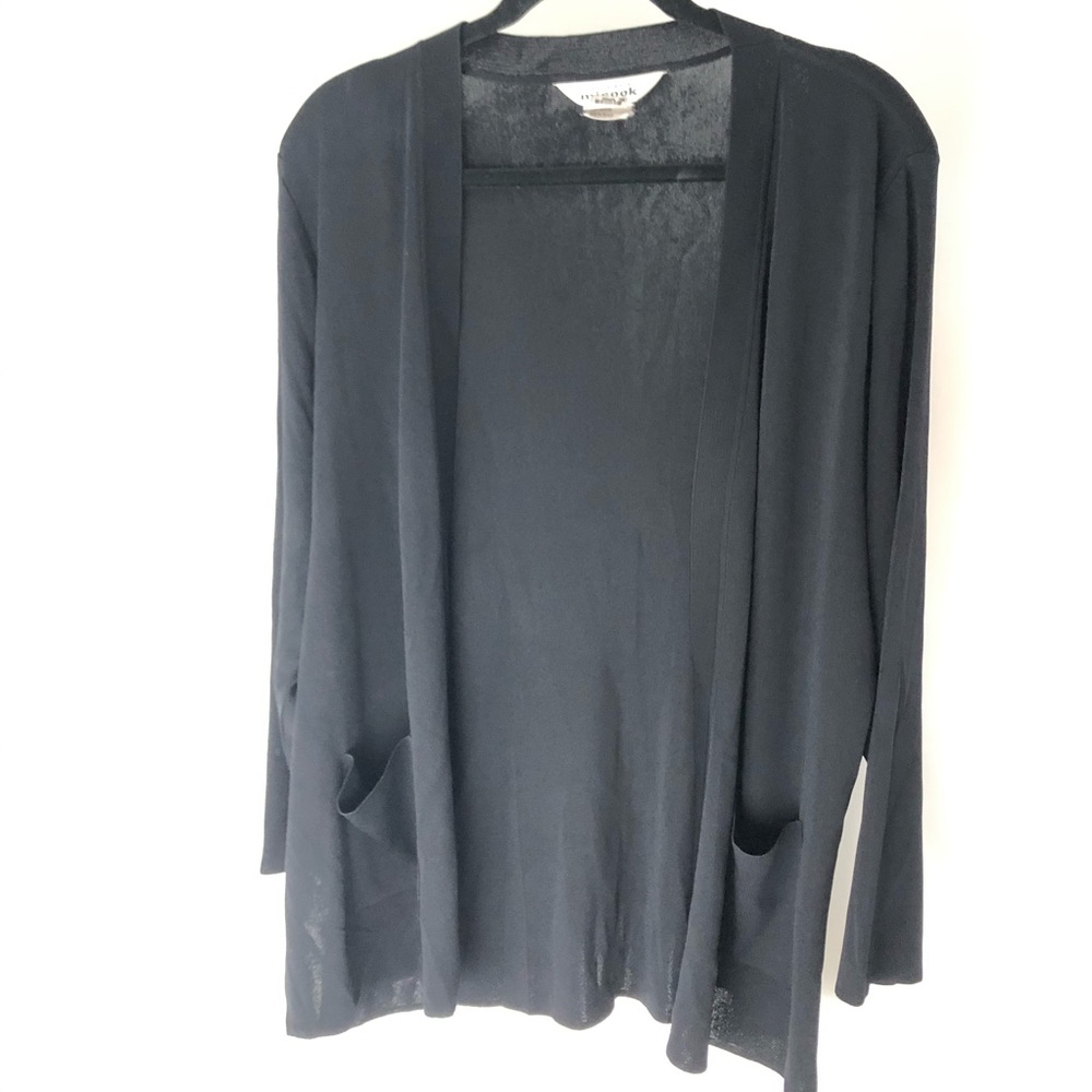 Misook Longline Open Front Patch Pocket Cardigan - image 1